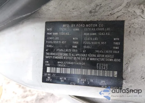 2011 Ford Transit Connect Xlt z USA, uszkodzony, nr VIN NM0LS7DN4BT049836